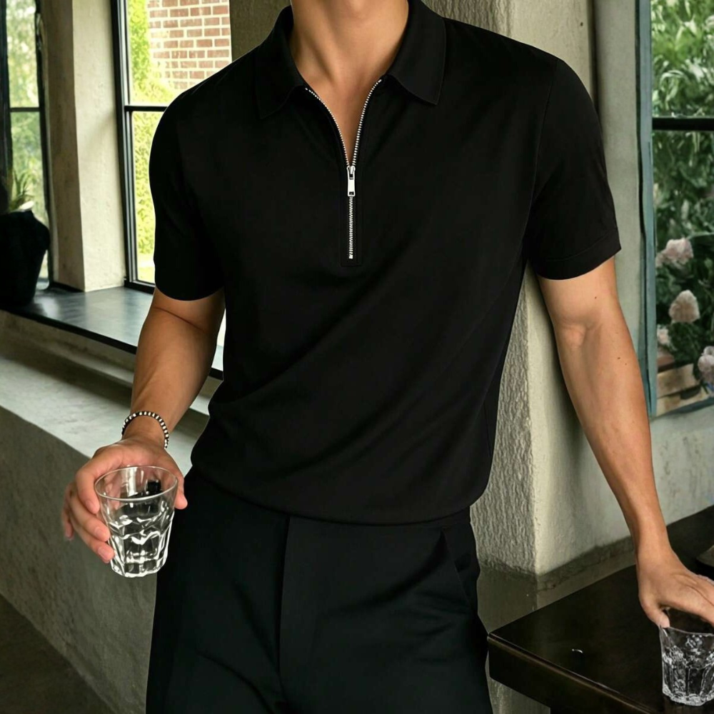 Half Placket Casual Commute Short Sleeve Polo Shirt