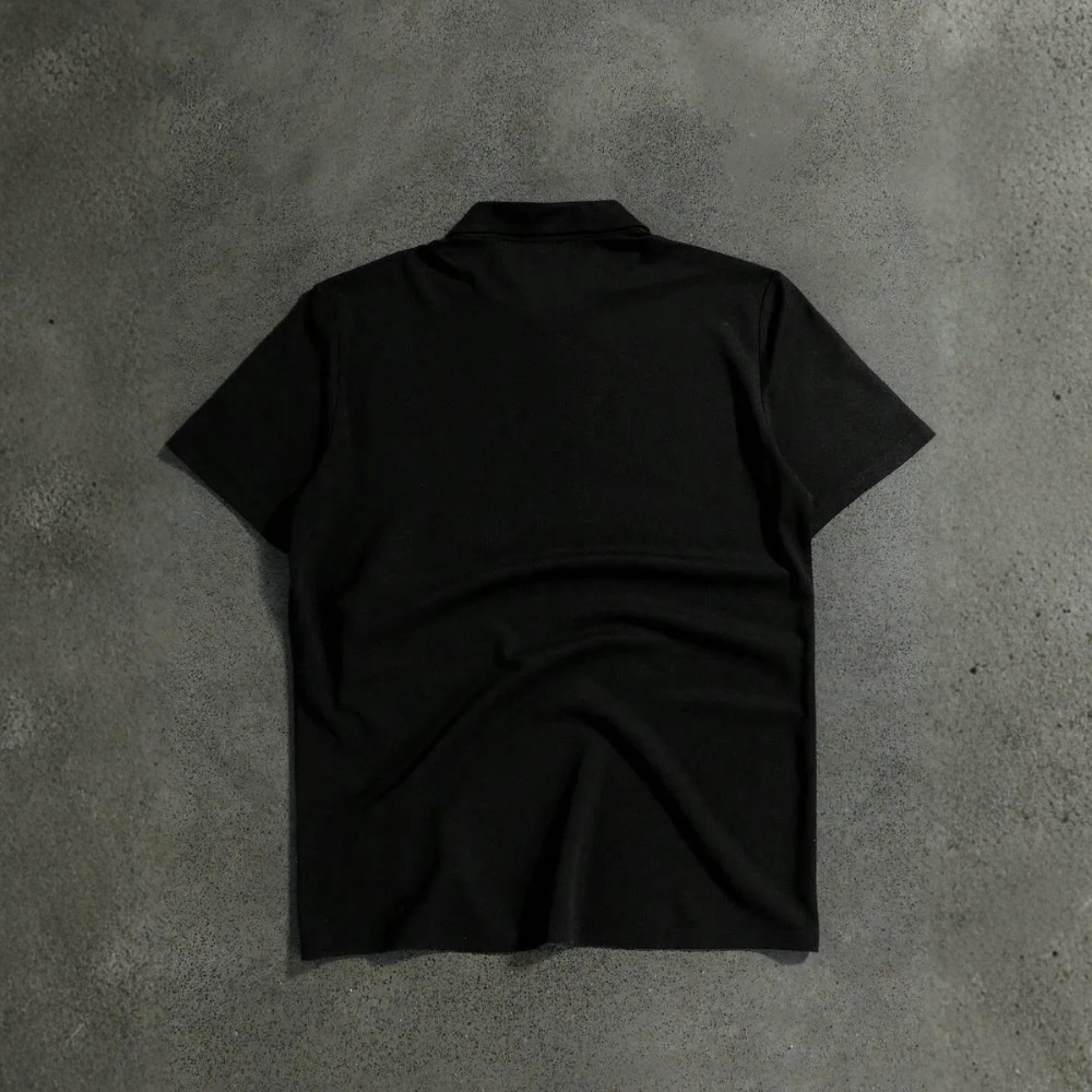 Letter Printed Front Buttoned Short Sleeve Polo Shirt