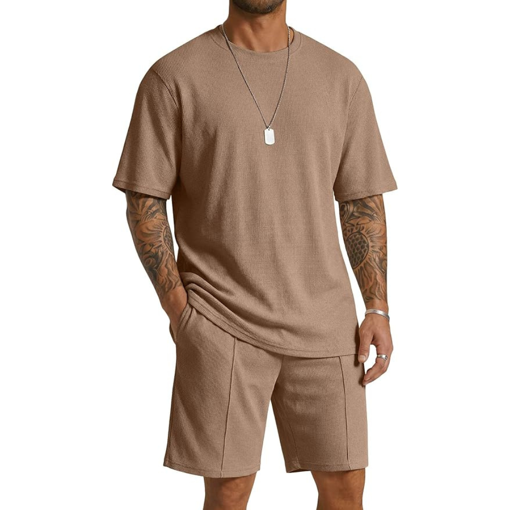 Casual Summer Shorts And Short Sleeve Tshirt Set For Men