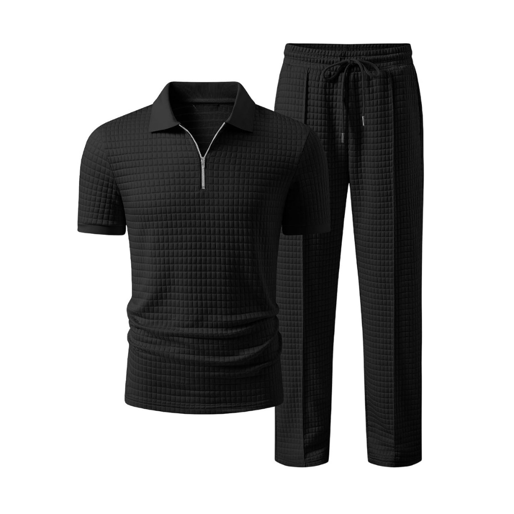 Casual Loungewear Pants Polo Tshirt Set For Men