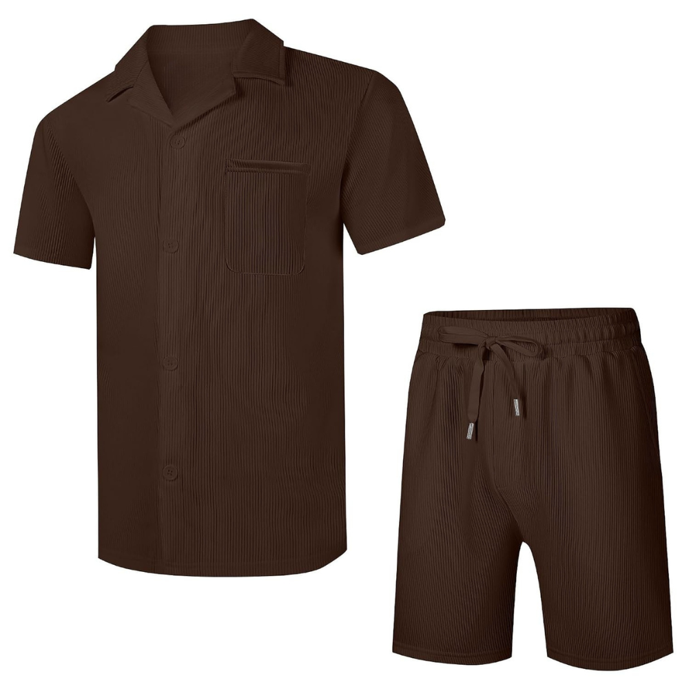 Casual Summer Beach Shorts and Shirt Set Men