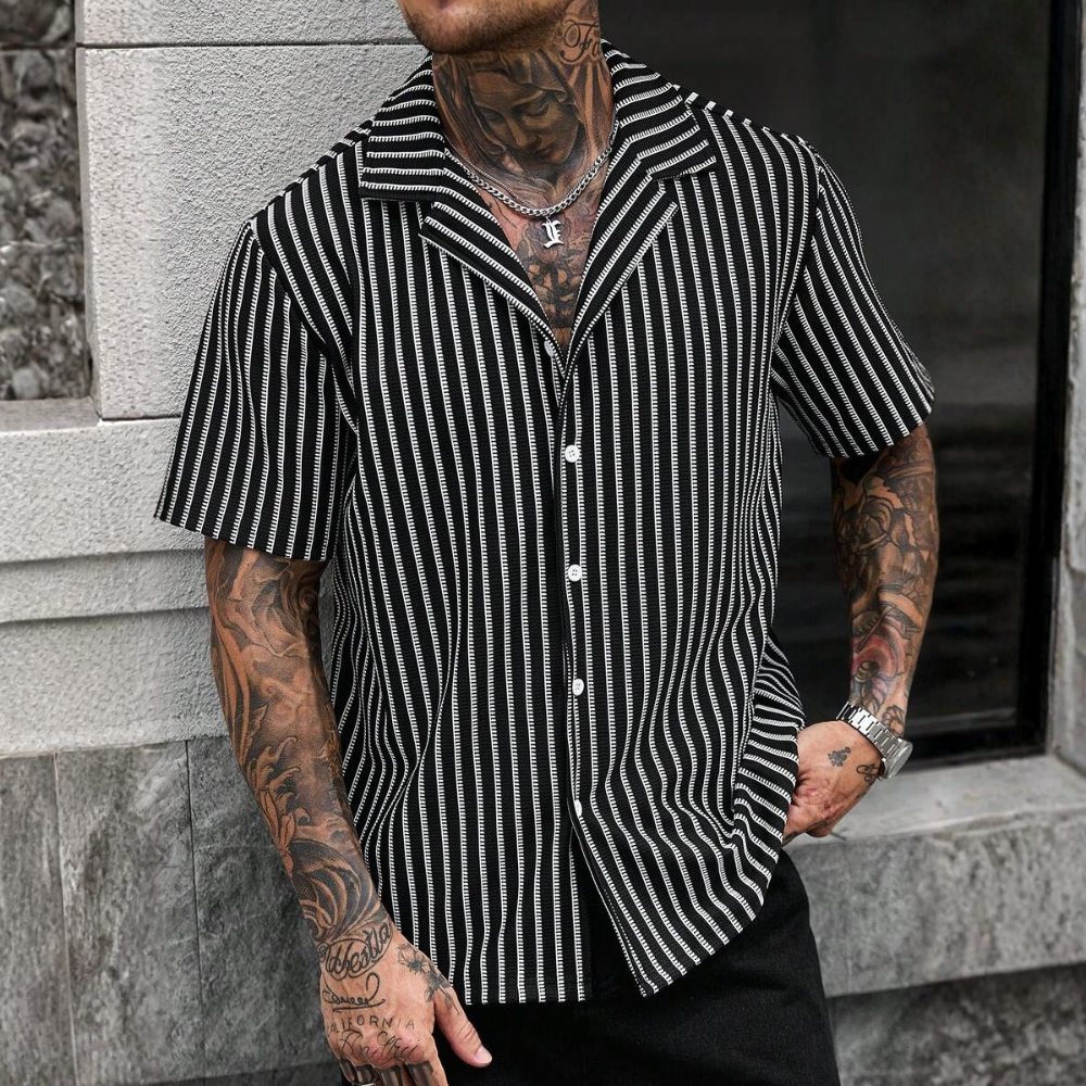 Casual Knit Jacquard Versatile Loose Shirt For Men