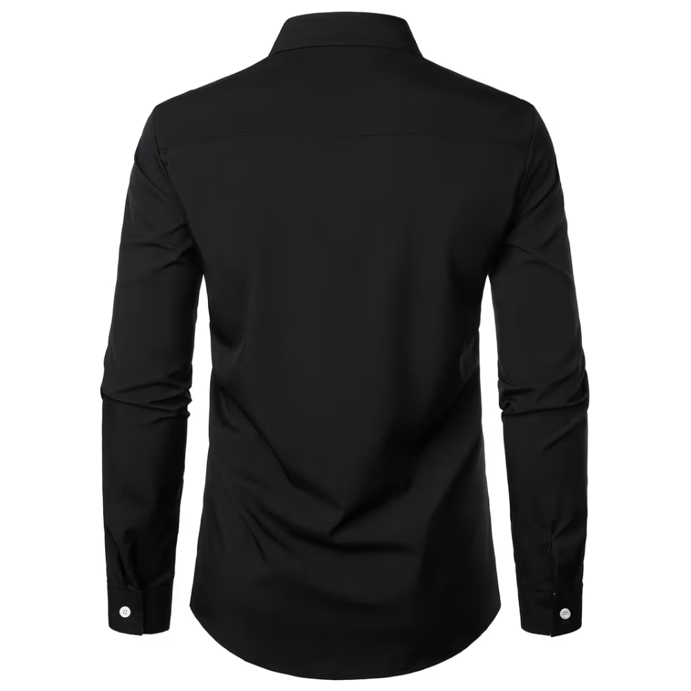 Casual Long Sleeve Shirt With Contrast Color Statement Trim For Men