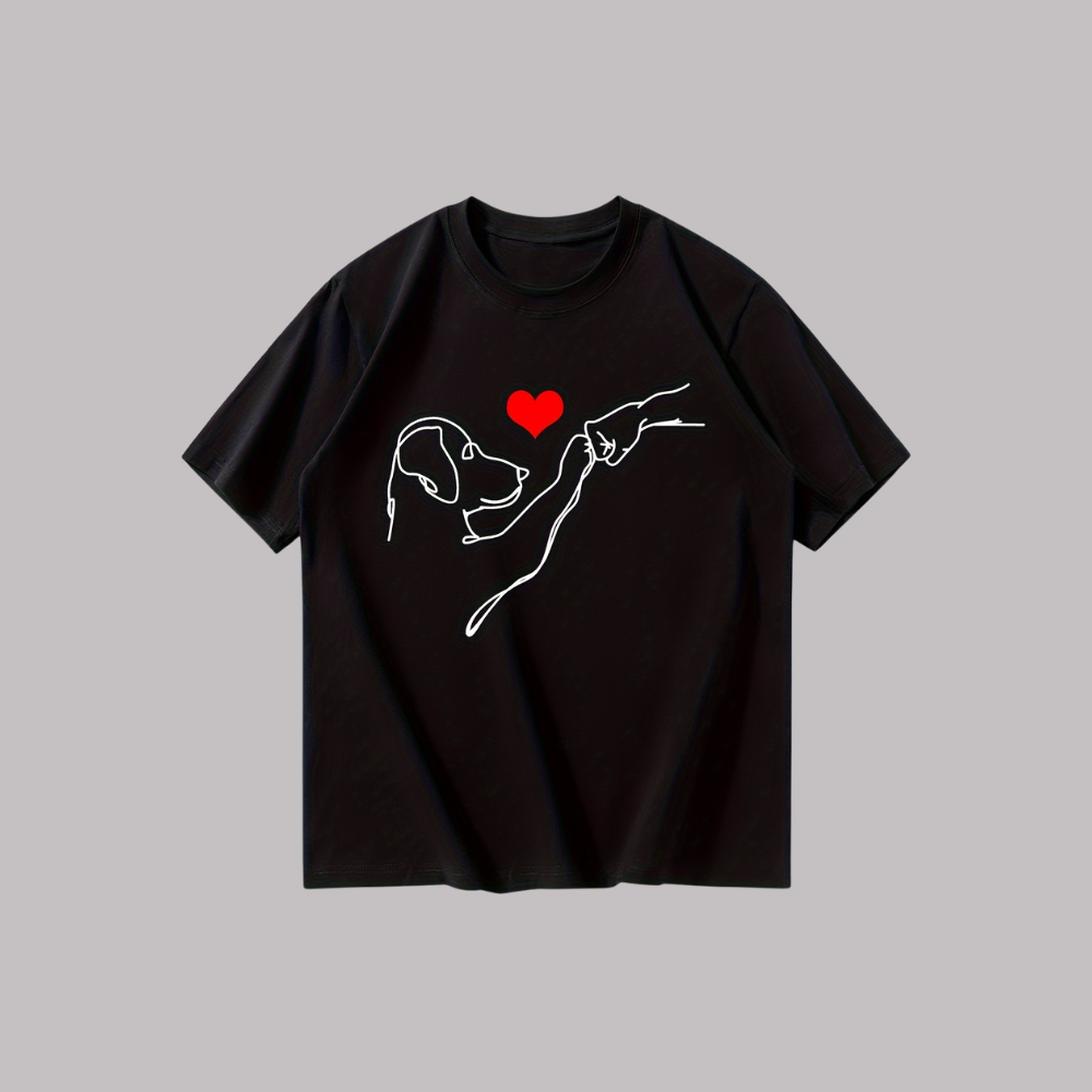 Casual And Versatile Short Sleeve Dog Printed T Shirt