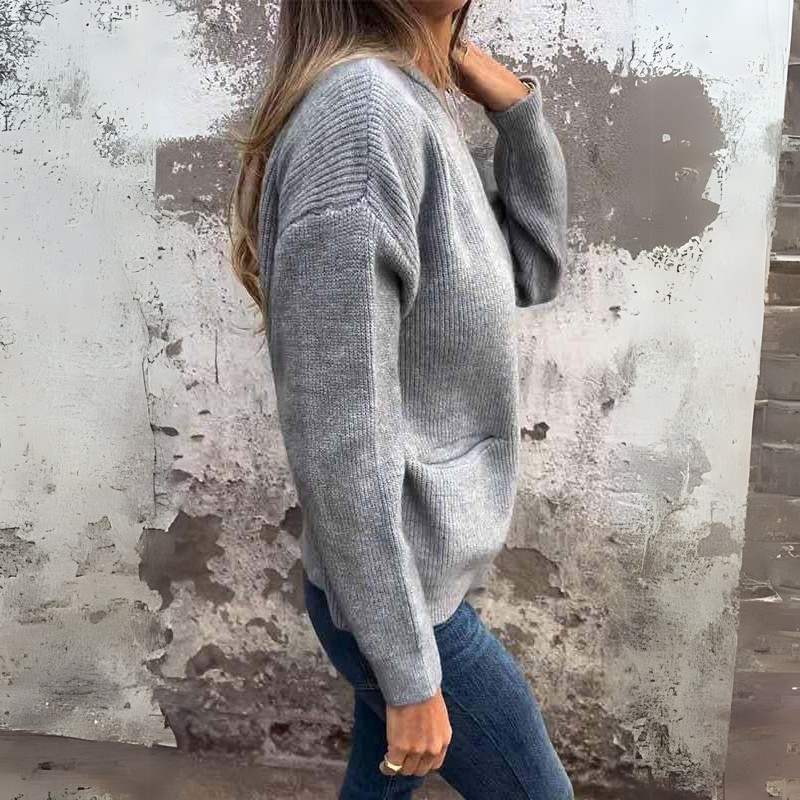 Casual Round Zipper Knitted JacketCasual Round Zipper Knitted Jacket - Image 9