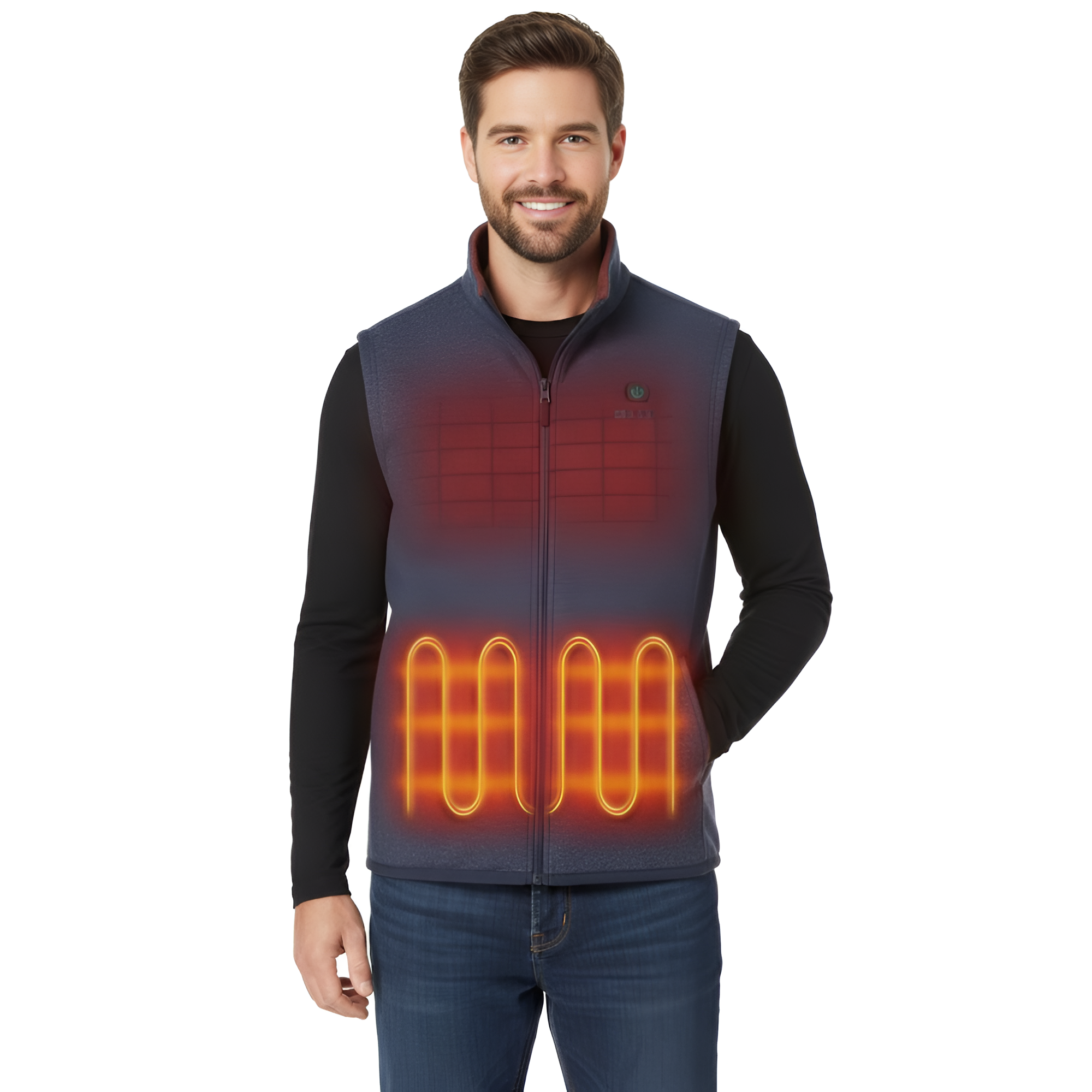  Men's 4-Zone Heated Fleece Vest with Heated Collar, Lightweight Heating Vest with Battery