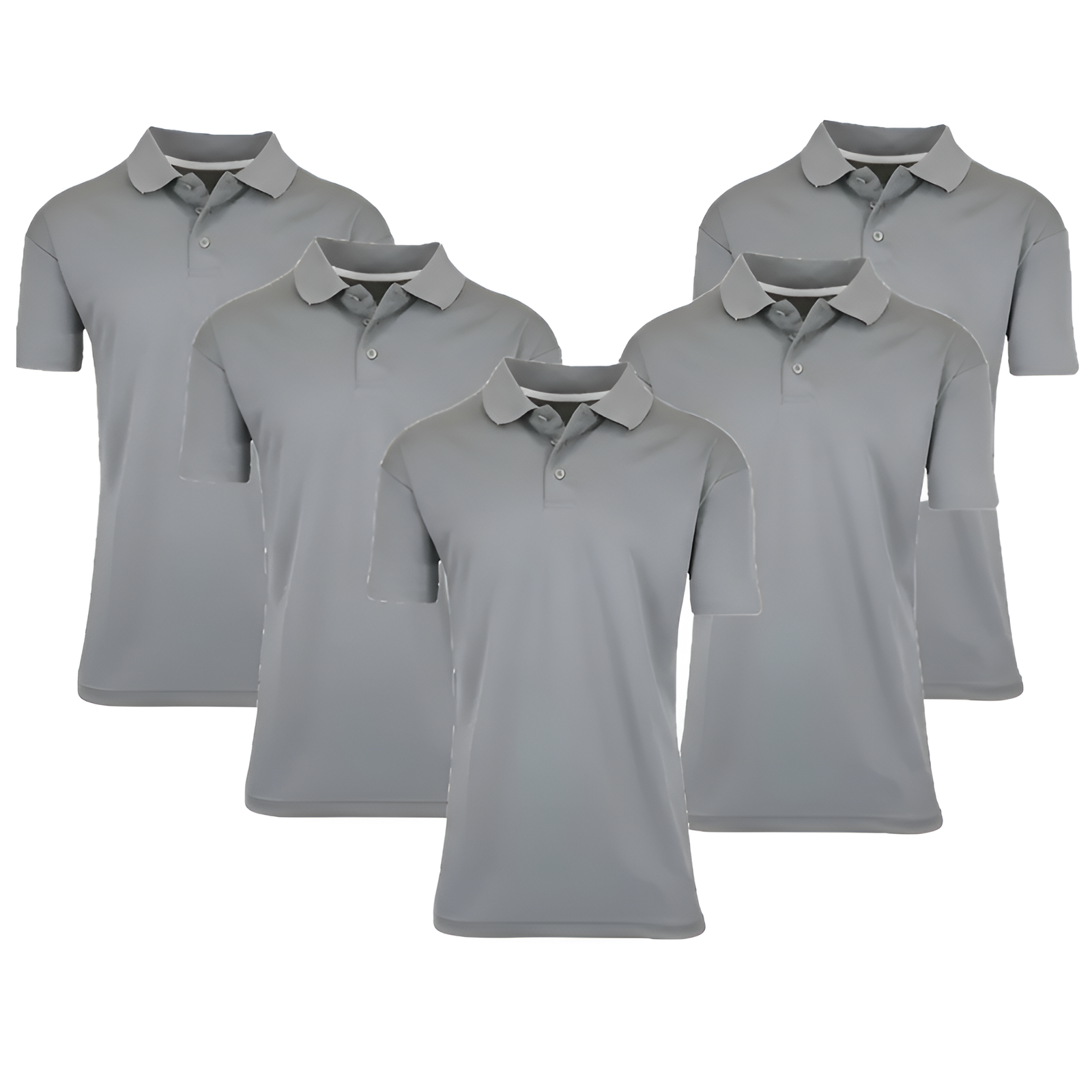 Pack Of 5 Dry Fit Moisture Wicking Polo T Shirts With Ribbed Sleeve For Men