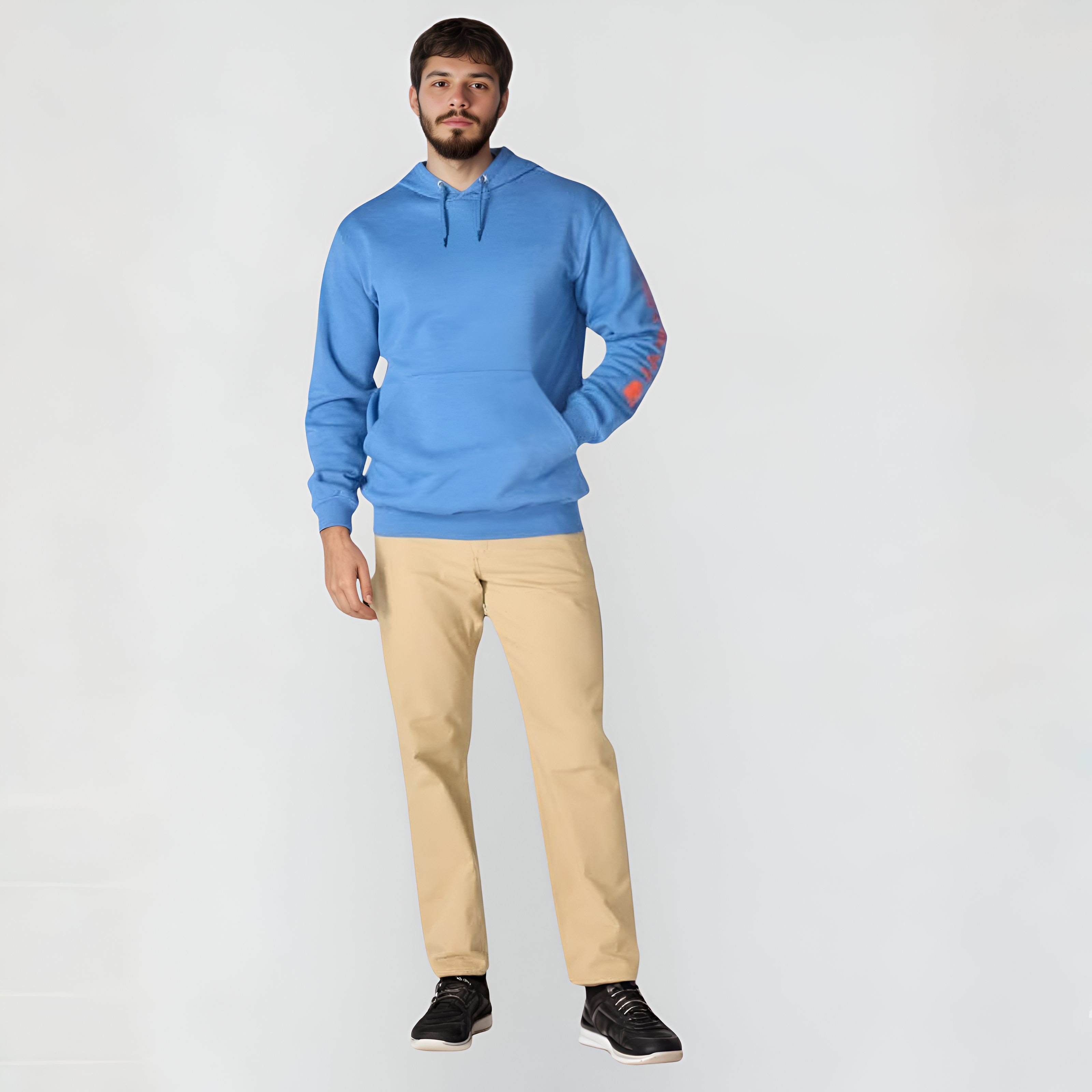 Midweight Pullover Hoodie with Graphic Logo Sleeve