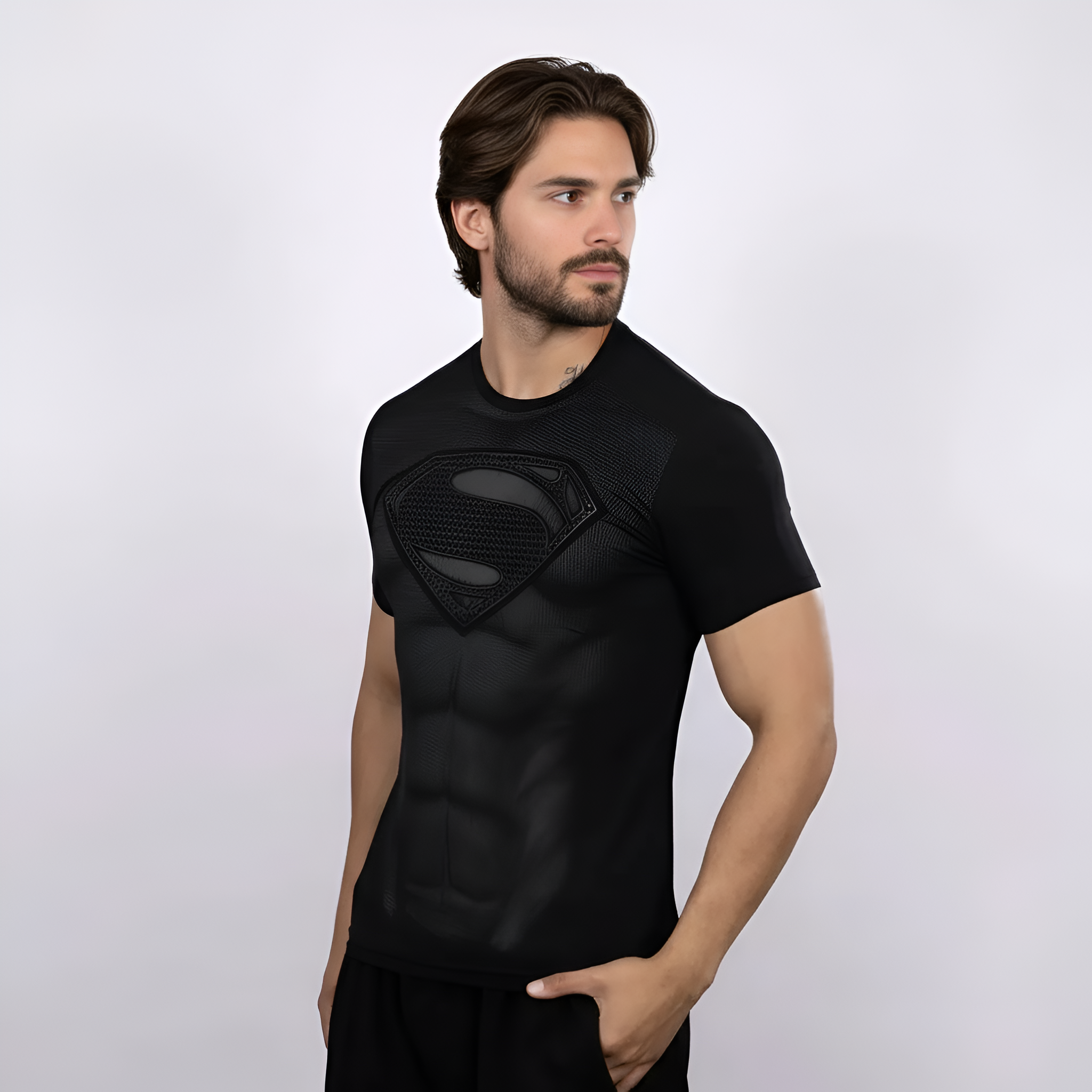 Superhero Design Compression Shirt Set For Gym And Training
