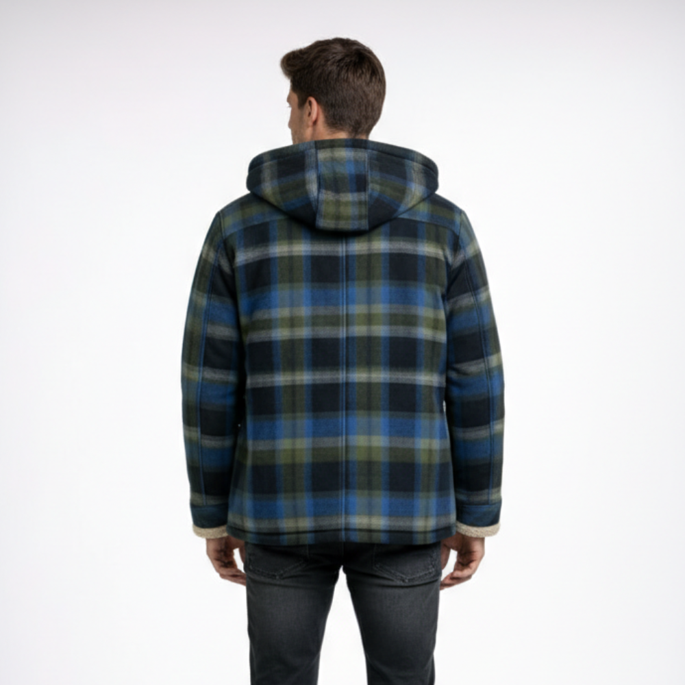 [Copy]Men's Long Sleeve Quilted Lined Flannel Shirt Jacket with Hood