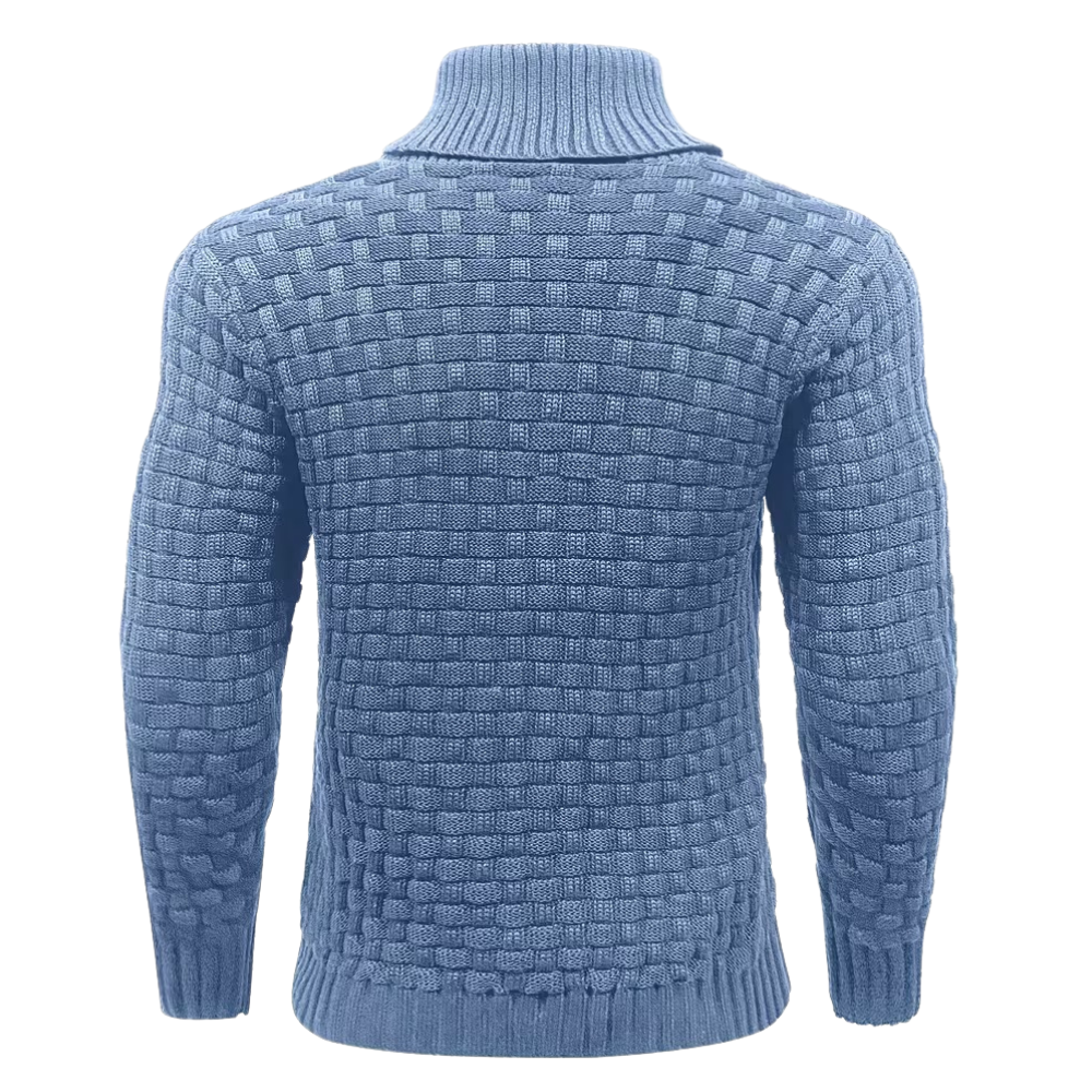 Casual Waffle Knit Lapel Button Sweater For Men