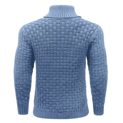 Casual Waffle Knit Lapel Button Sweater For Men