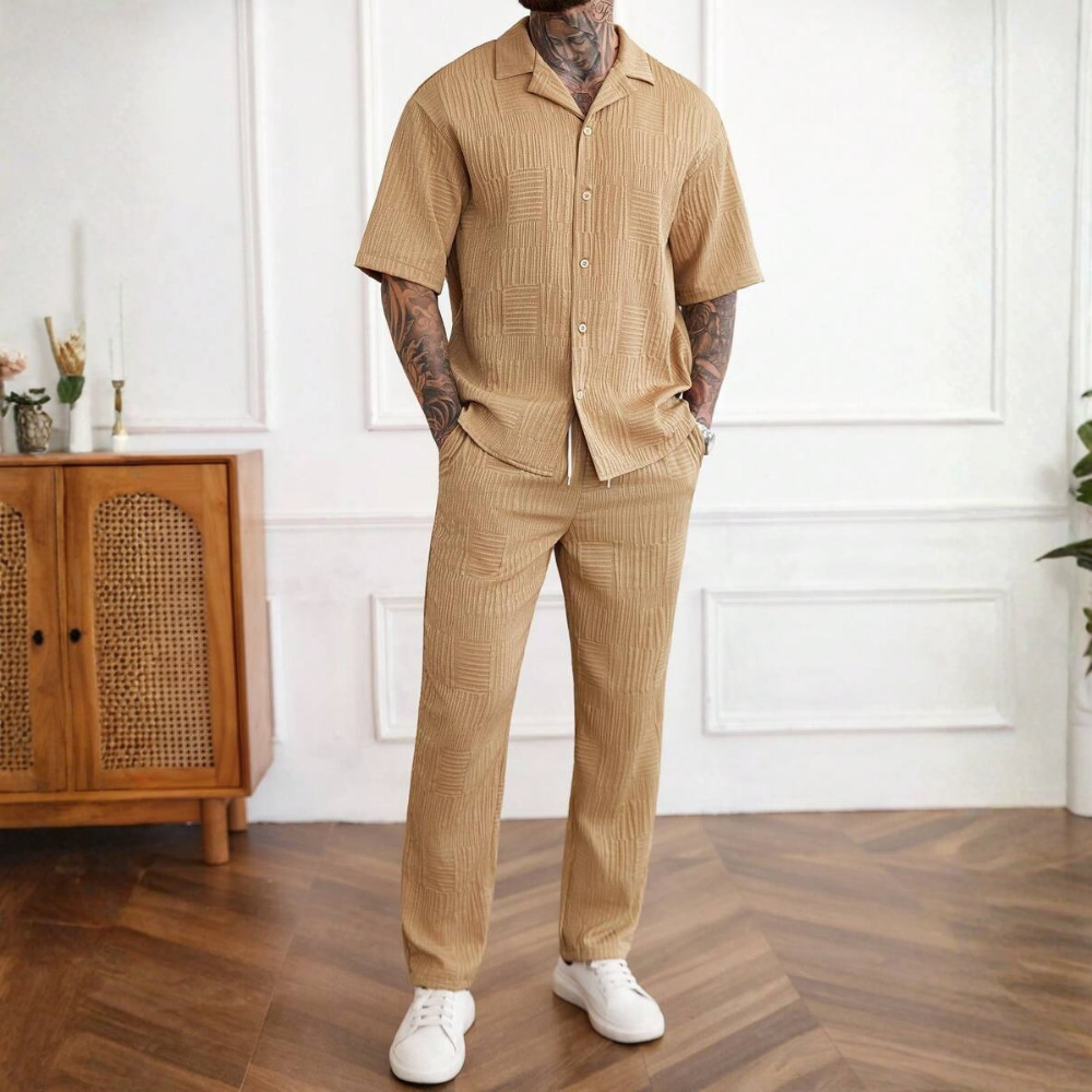 Short Sleeve Shirt And Long Pants Set For Men