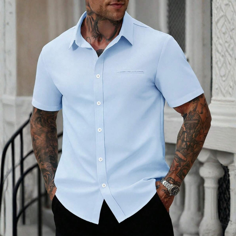 Casual Business Short Sleeve Formal Office Daily Work Shirt For Men