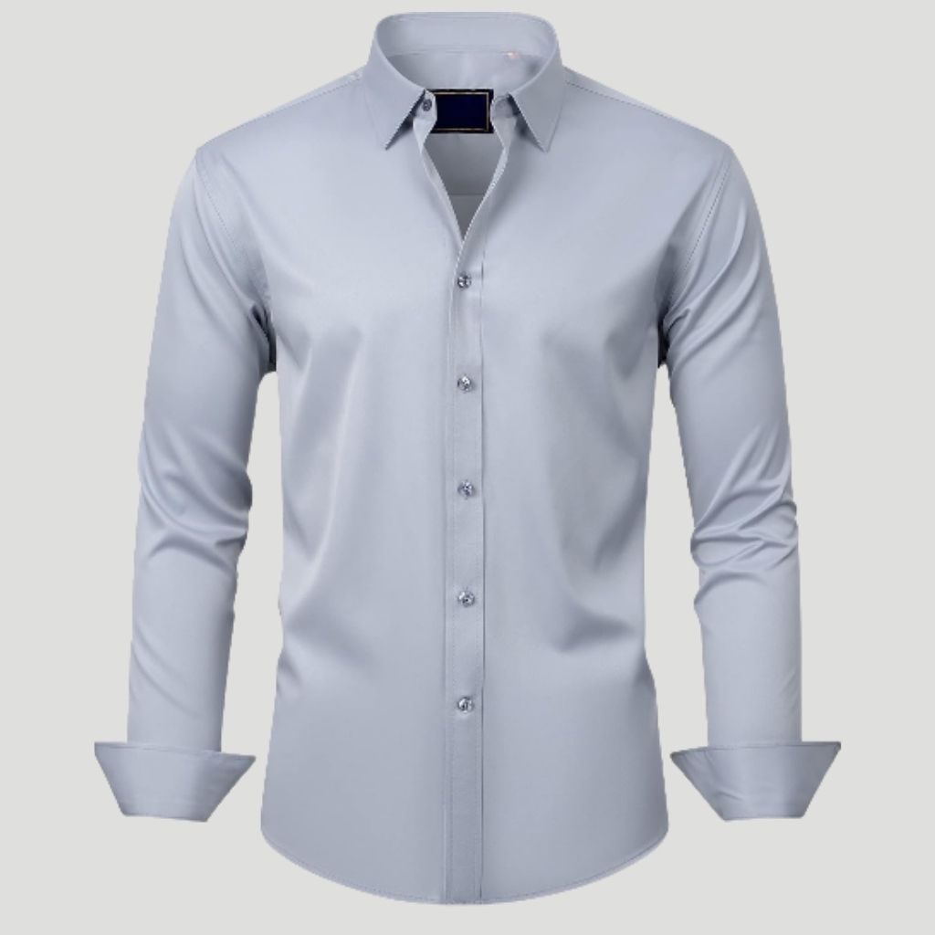 Mens Dress Shirt Solid Long Sleeve WrinkleMen Solid Colored Long Sleeve Shirt - Image 18