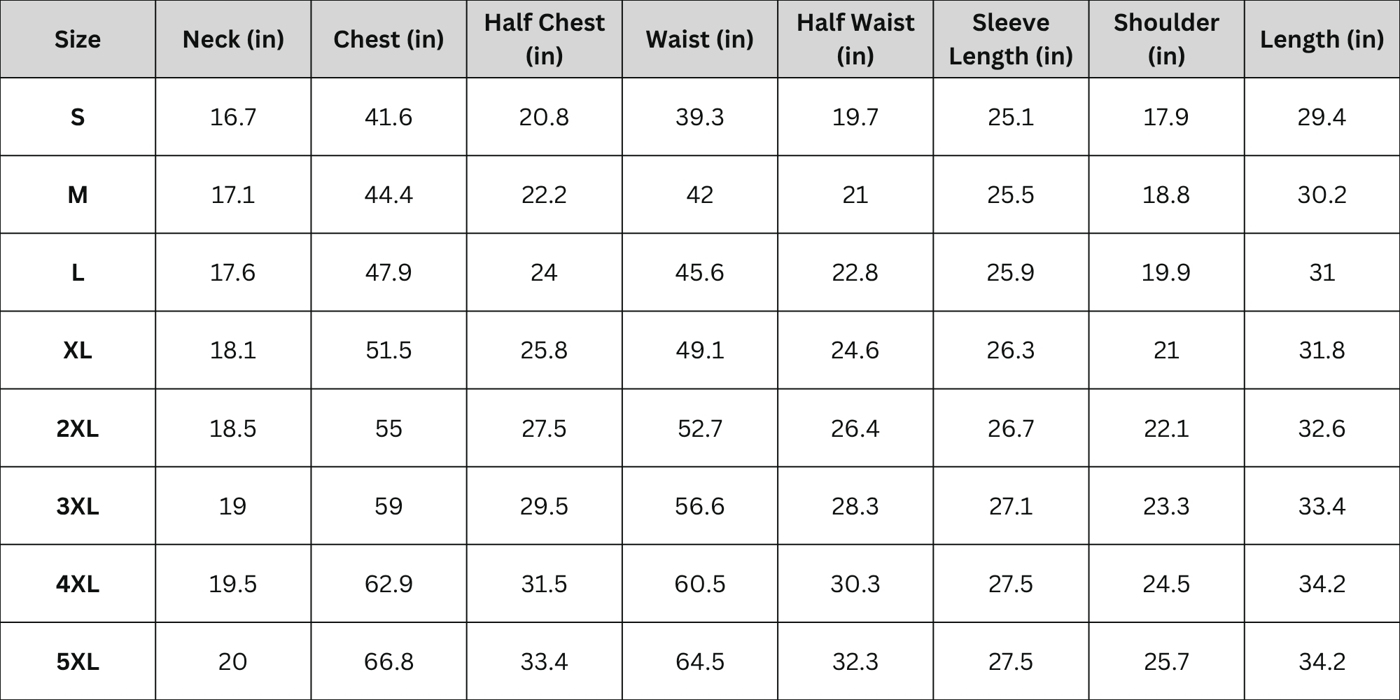 Size Chart