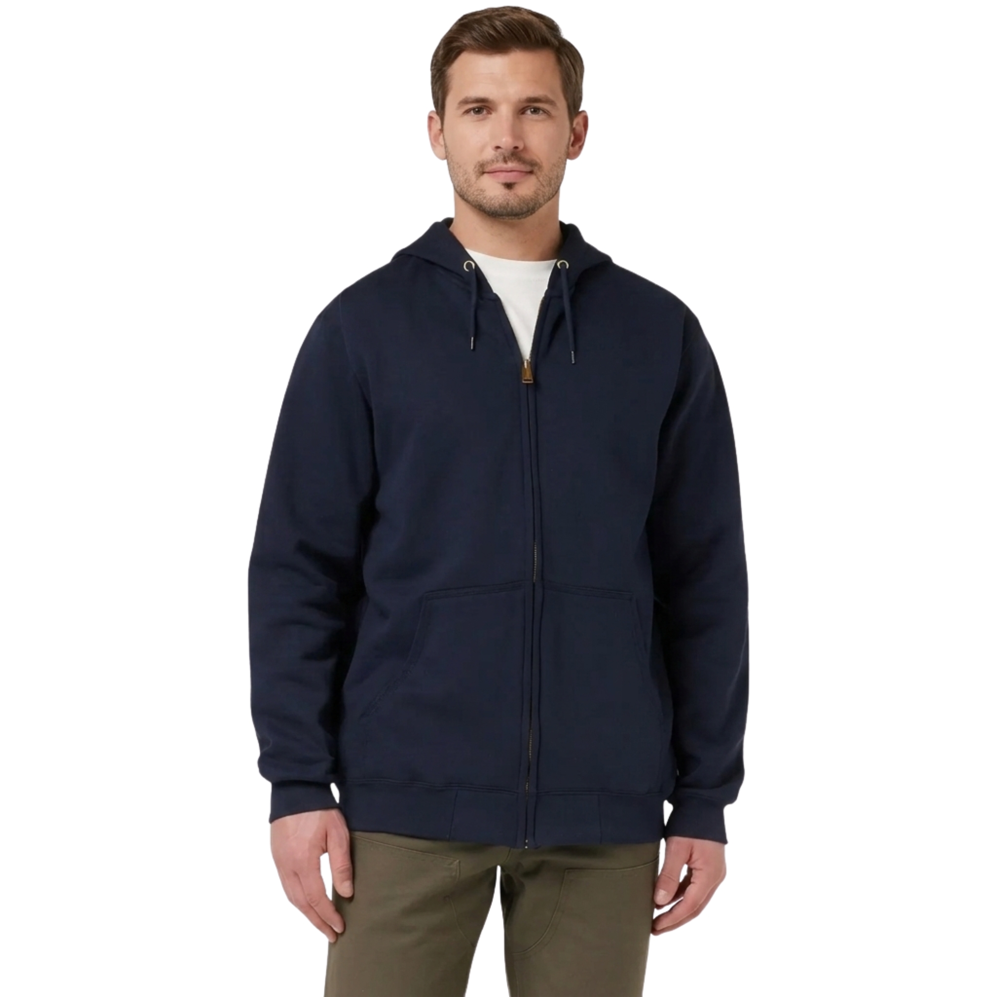 Loose Fit Midweight Full Zip Fleece Hoodie For Men