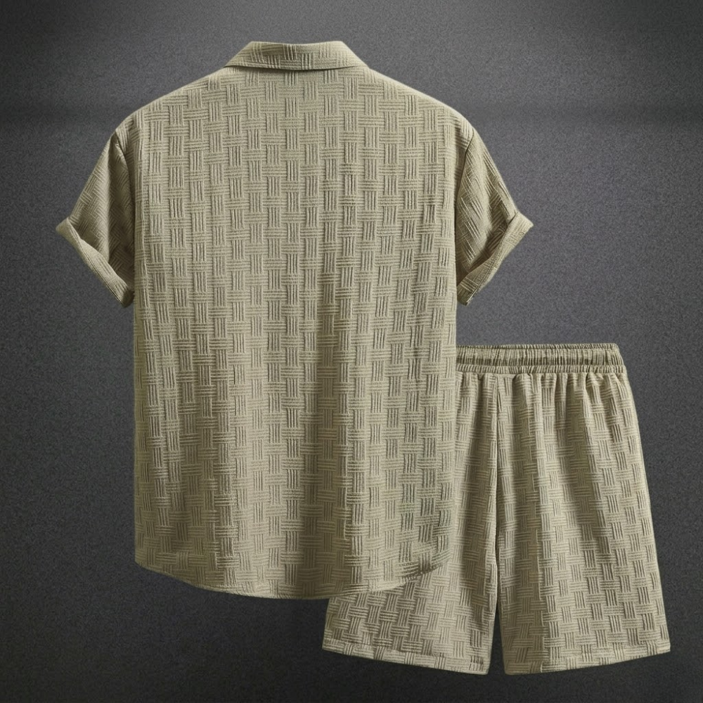 Button Up Shirt And Shorts Set For Men
