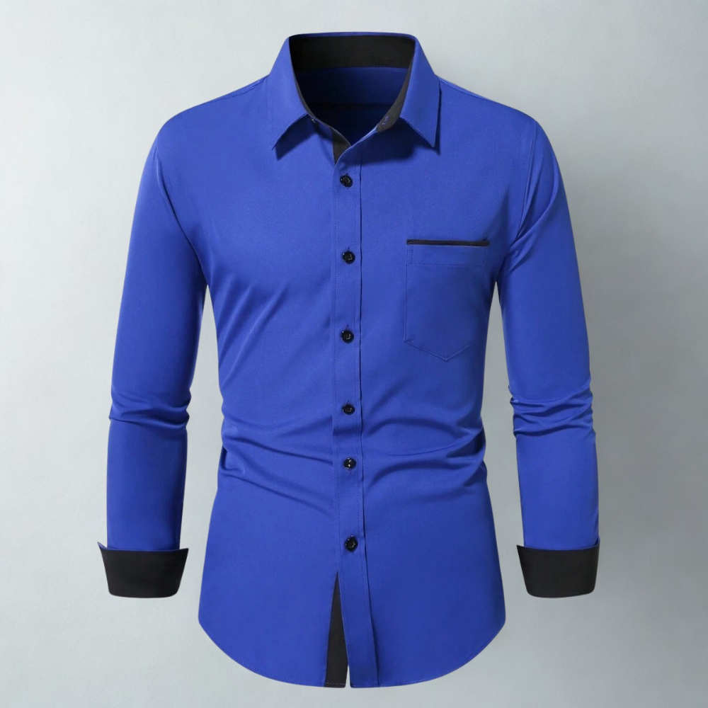 Front Button Long Sleeve Casual Shirt With Pocket For Men