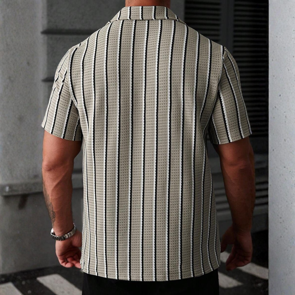 Casual Knit Jacquard Versatile Loose Shirt For Men