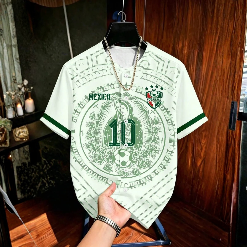 Baseball Jersey Style Print Short Sleeve Shirt For Men