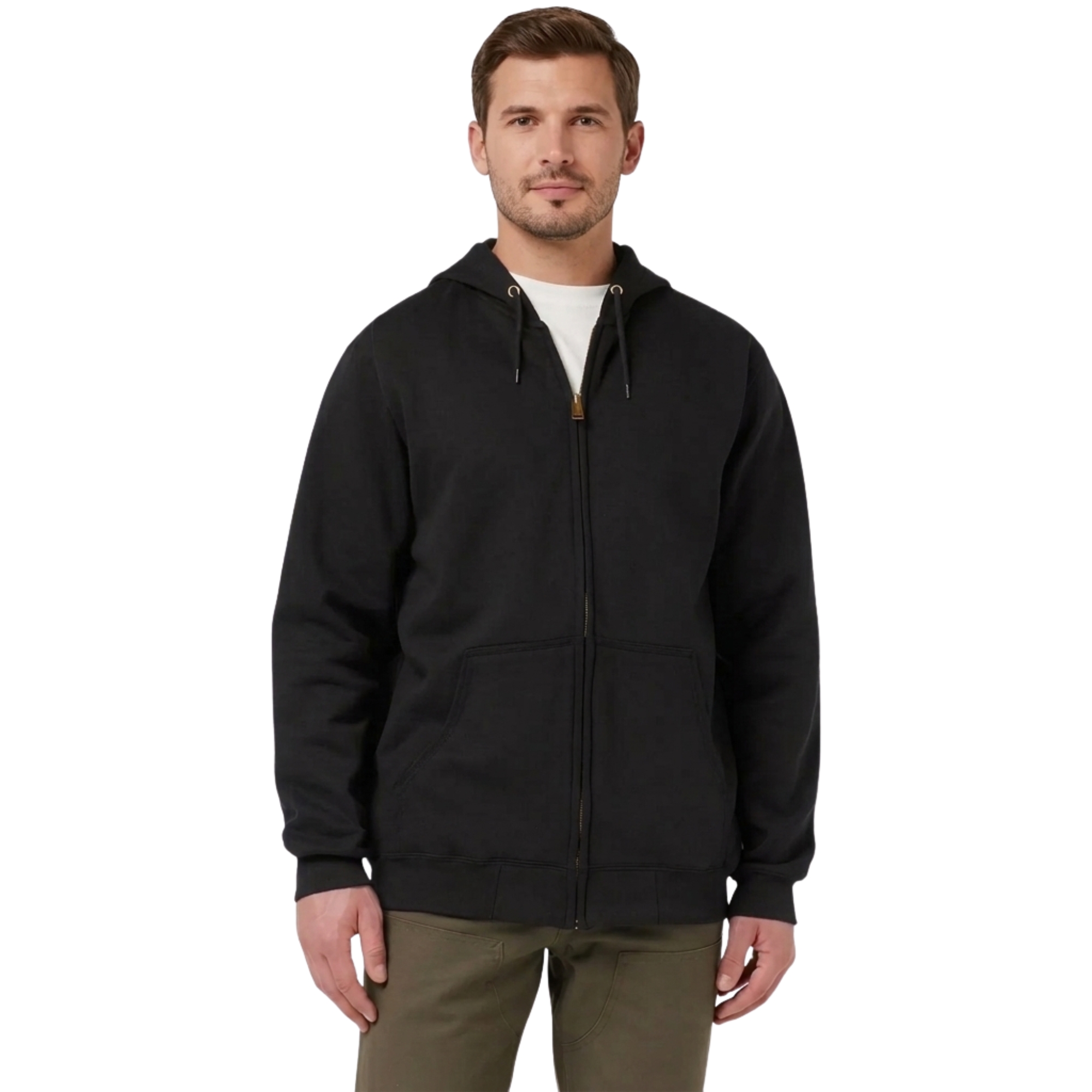 Loose Fit Midweight Full Zip Fleece Hoodie For Men