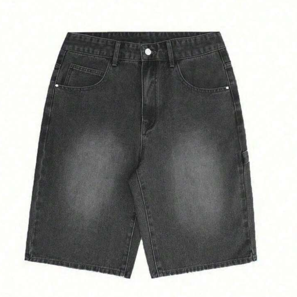 Loose Wide Denim Bermuda Shorts For Men