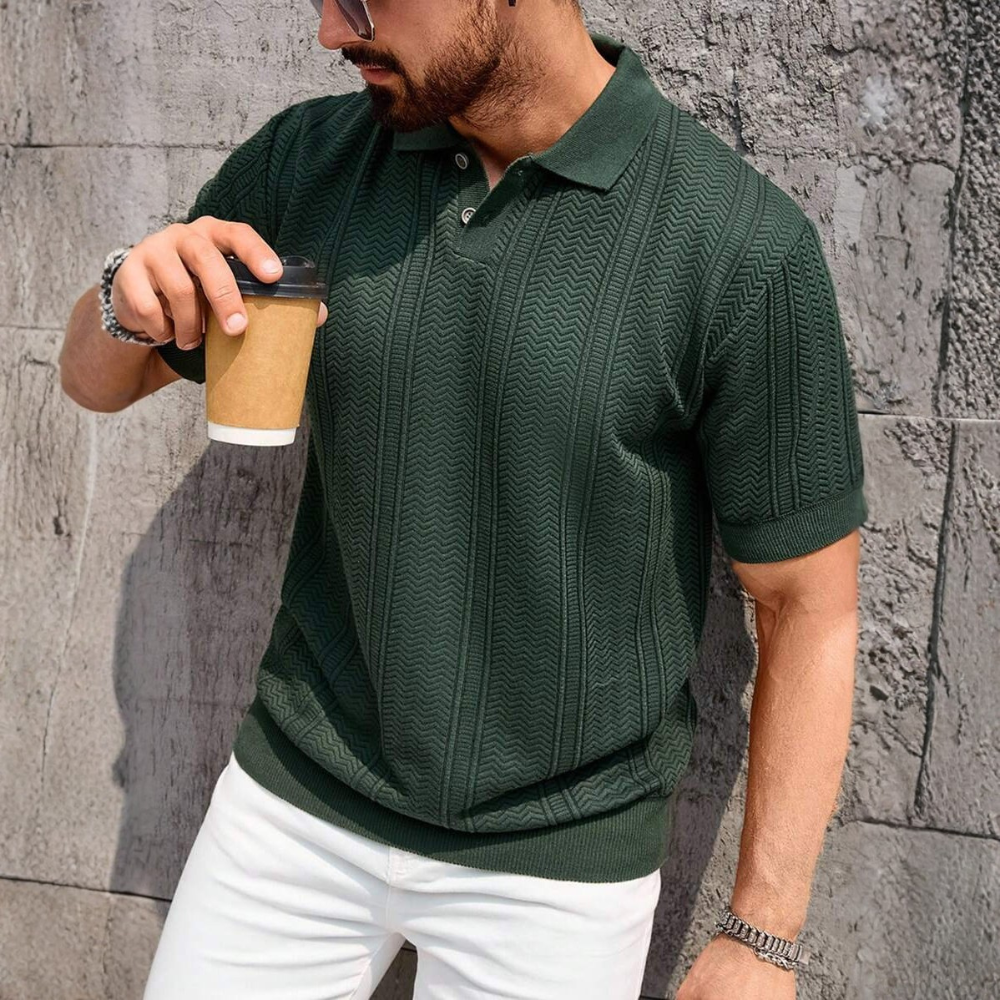 Plus Size Men Short Sleeve Knitted Sweater Top, Summer Easter