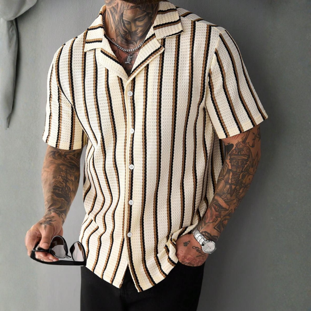 Casual Knit Jacquard Versatile Loose Shirt For Men