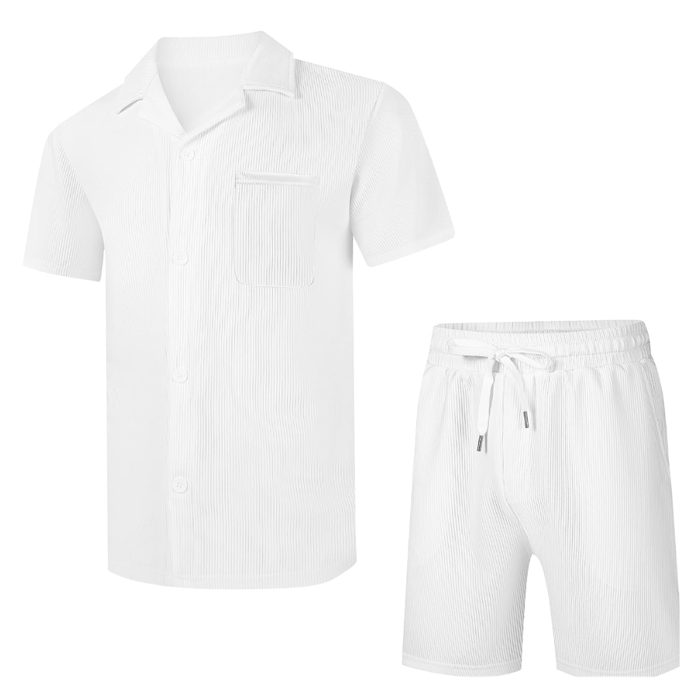 Casual Summer Beach Shorts and Shirt Set Men