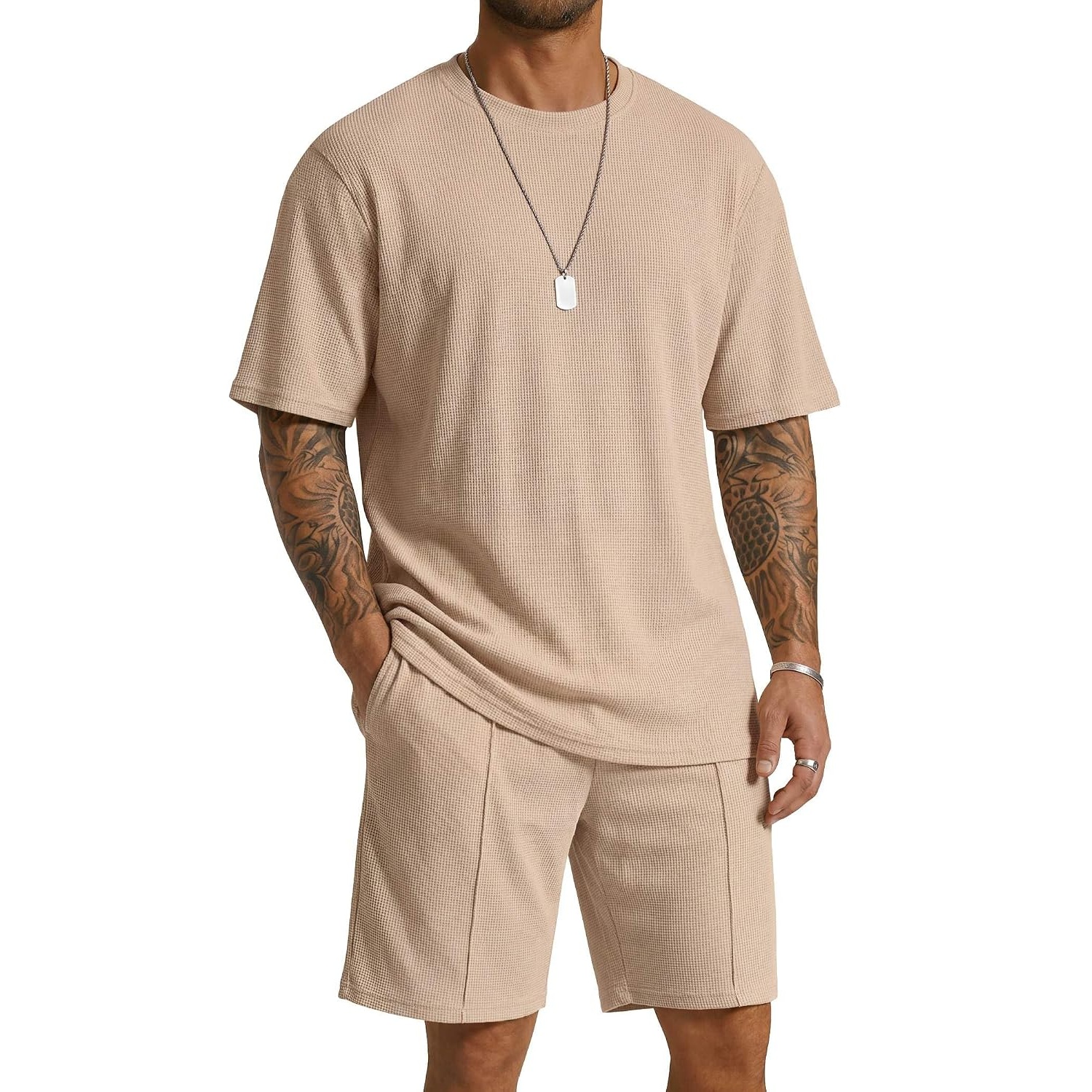 Casual Summer Shorts And Short Sleeve Tshirt Set For Men