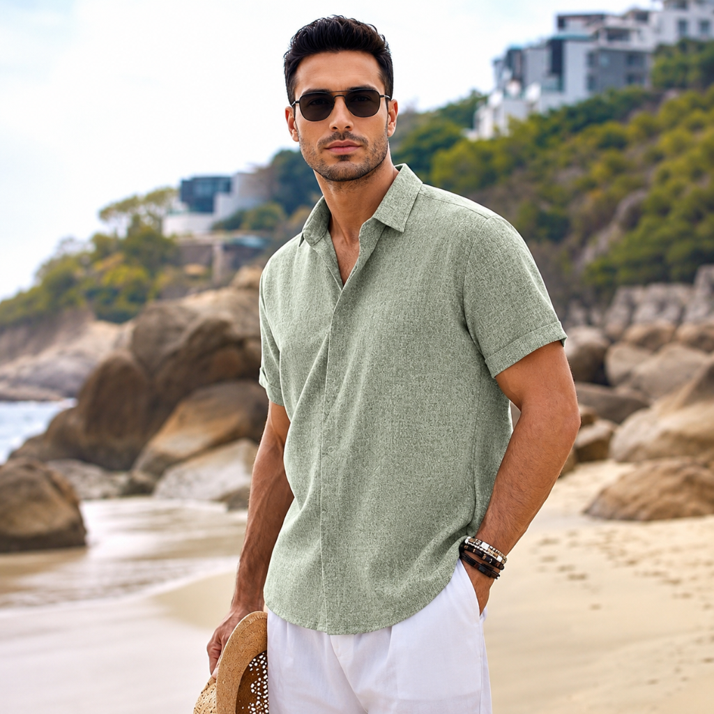 Casual Summer Wear Short Sleeve Button Down Shirts For Men