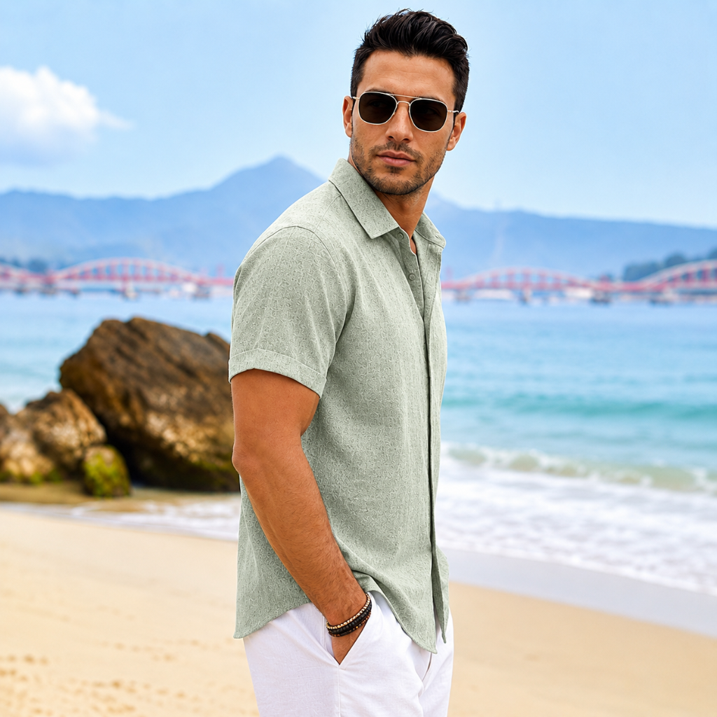 Casual Summer Wear Short Sleeve Button Down Shirts For Men