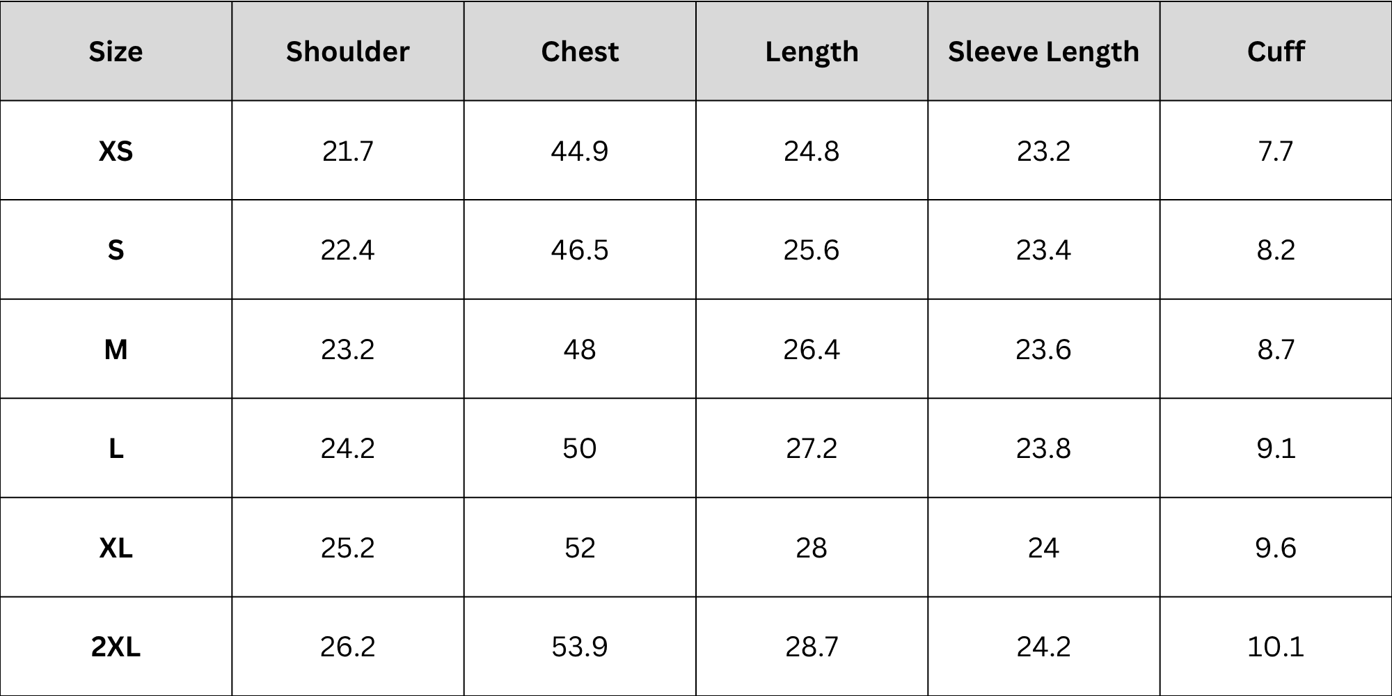 Size Chart