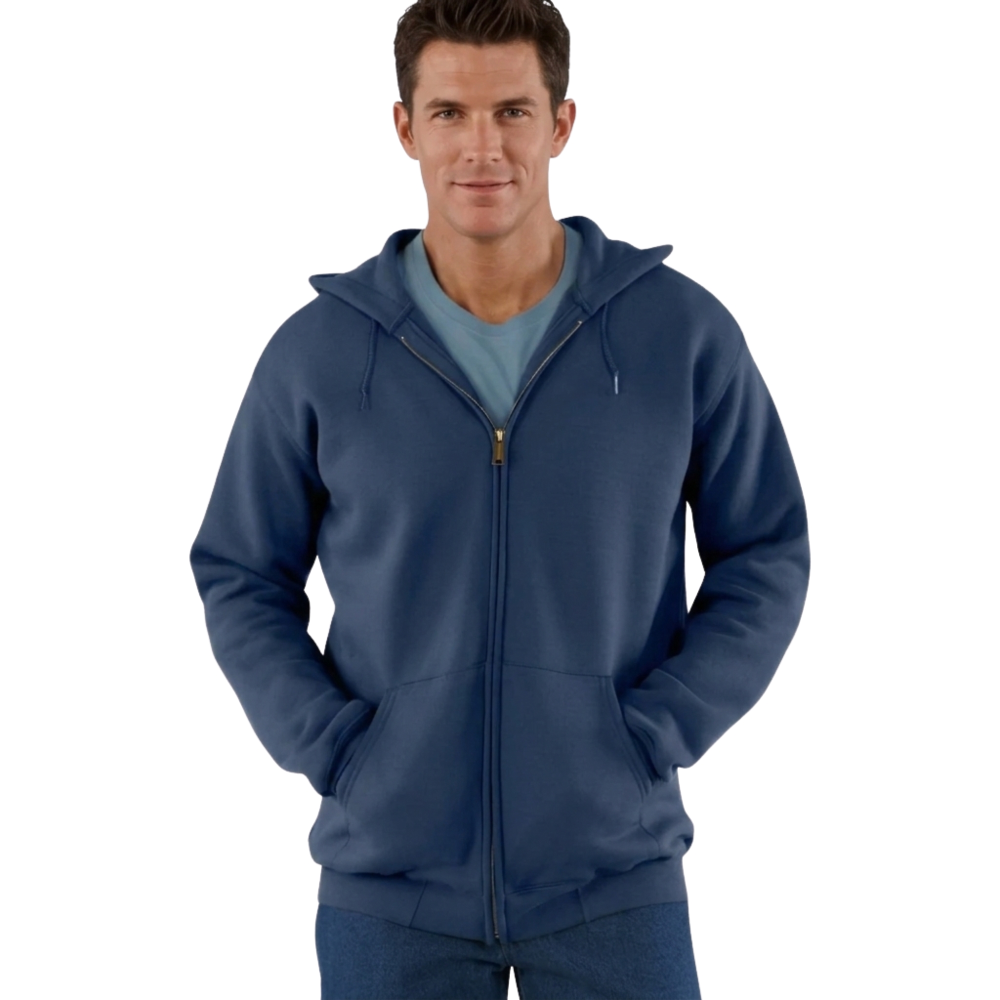 Loose Fit Midweight Full Zip Fleece Hoodie For Men