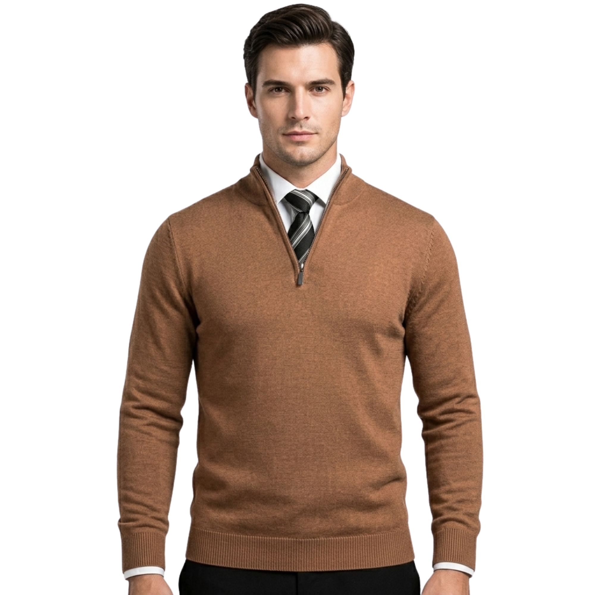 Slim Fit Quarter Zip Knit Pullover