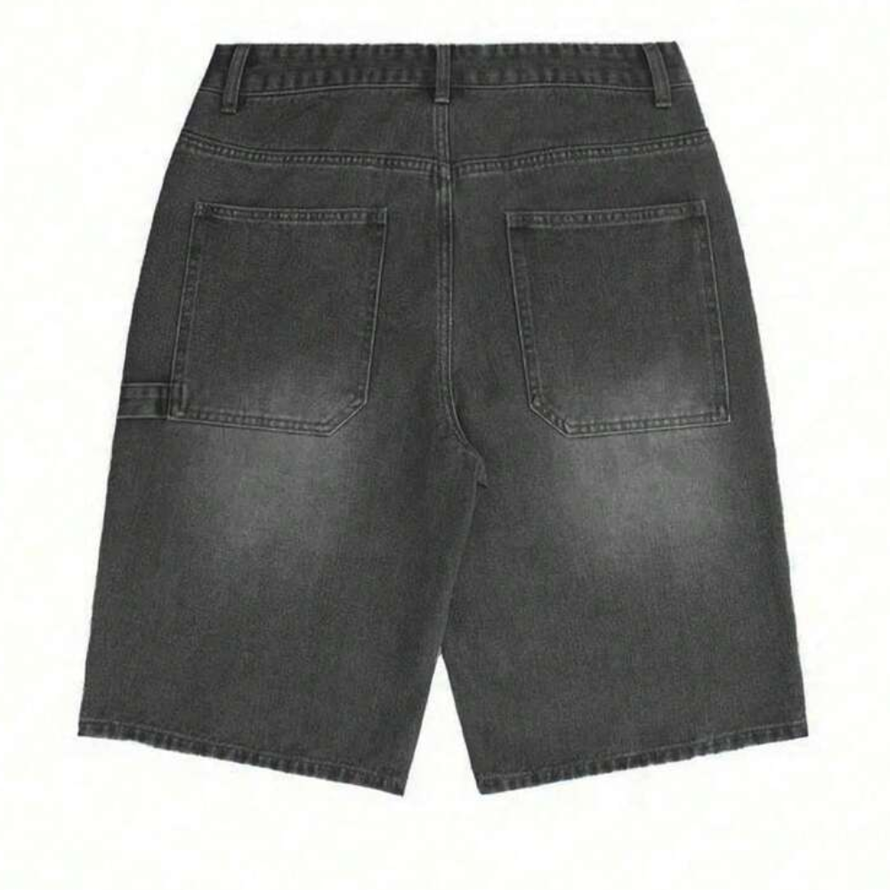 Loose Wide Denim Bermuda Shorts For Men