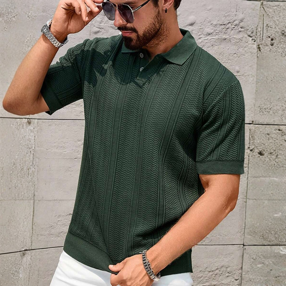 Plus Size Men Short Sleeve Knitted Sweater Top, Summer Easter