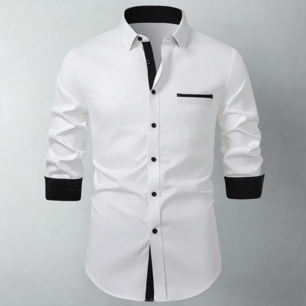Front Button Long Sleeve Casual Shirt With Pocket For Men
