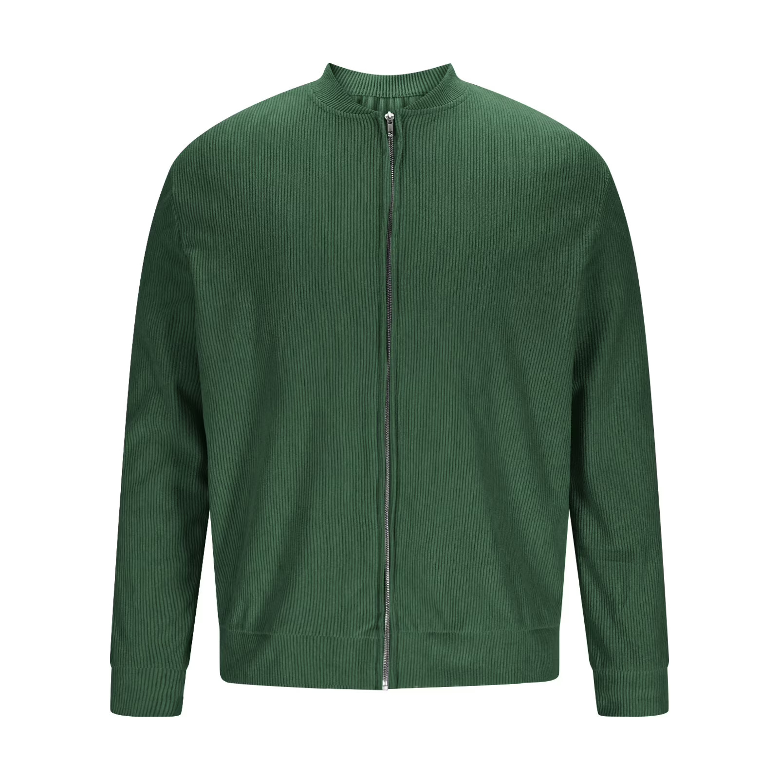 Casual Ribbed Zip Cotton Bomber Jacket for Men