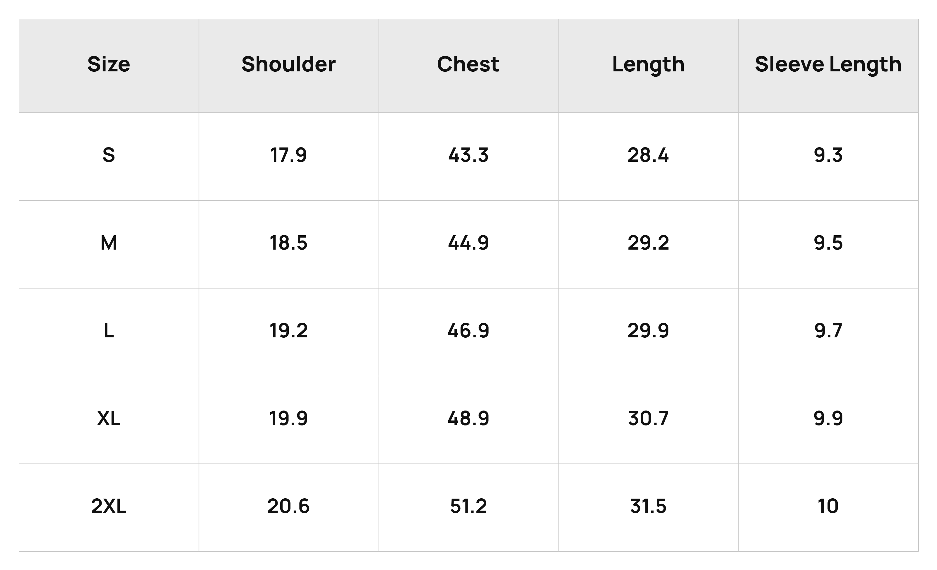 Size Chart