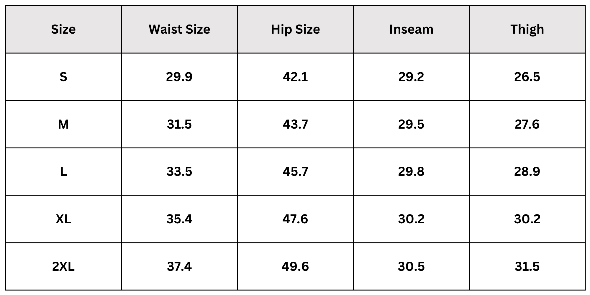 Size Chart
