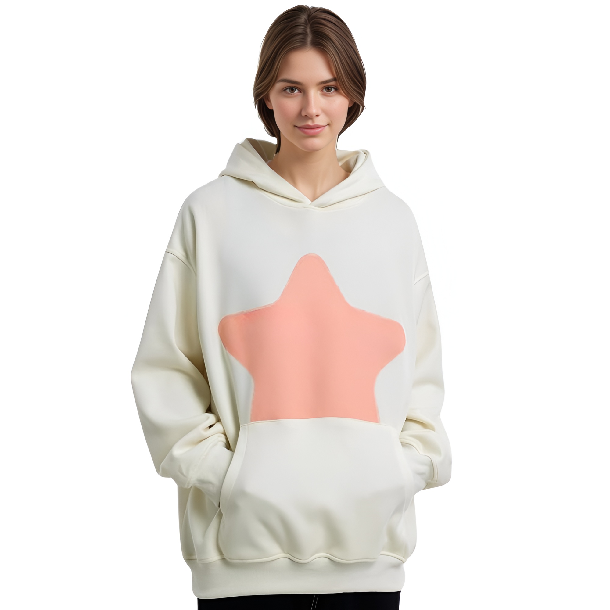 Vintage Star Graphic Print Oversized Pullover Hoodie For Men
