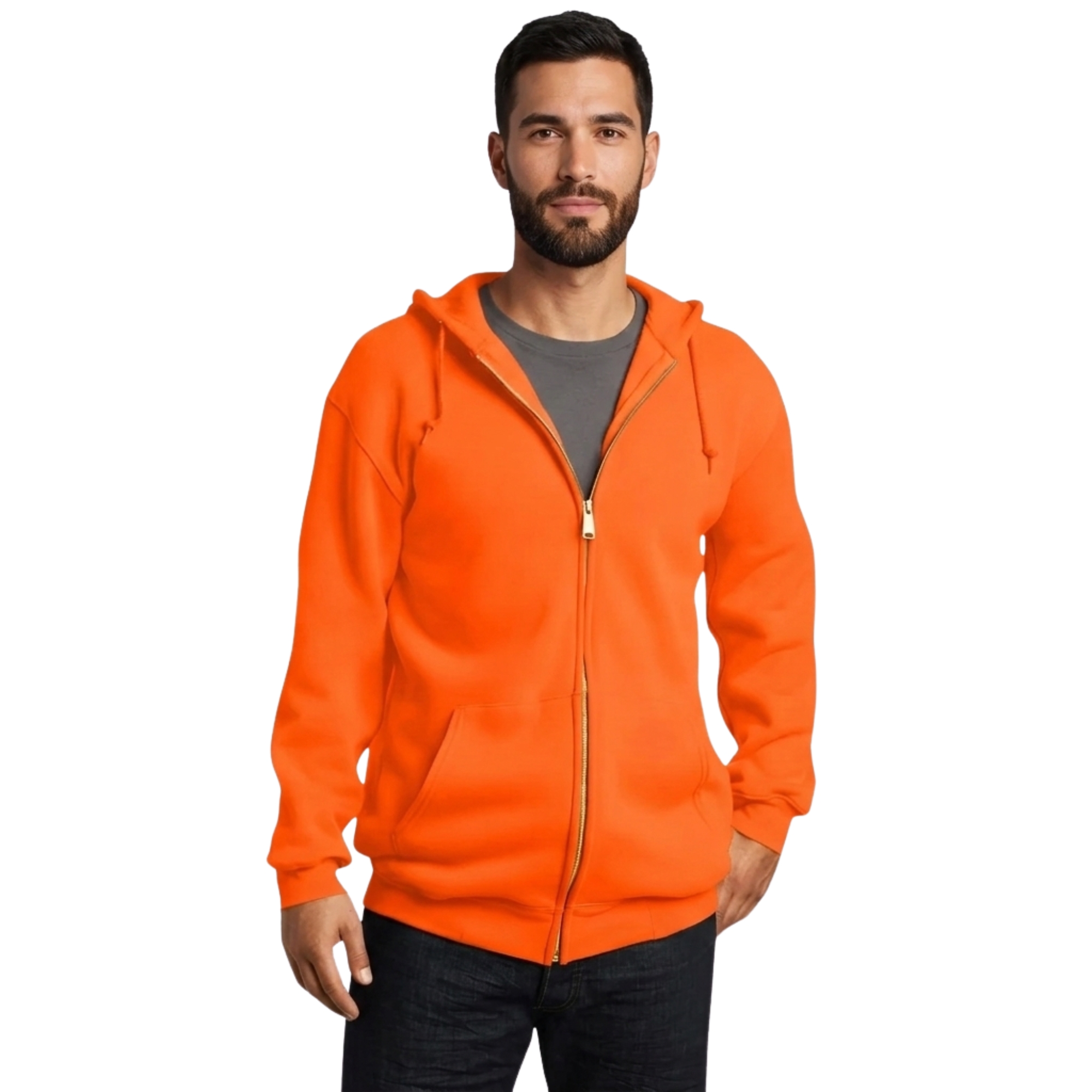 Loose Fit Midweight Full Zip Fleece Hoodie For Men