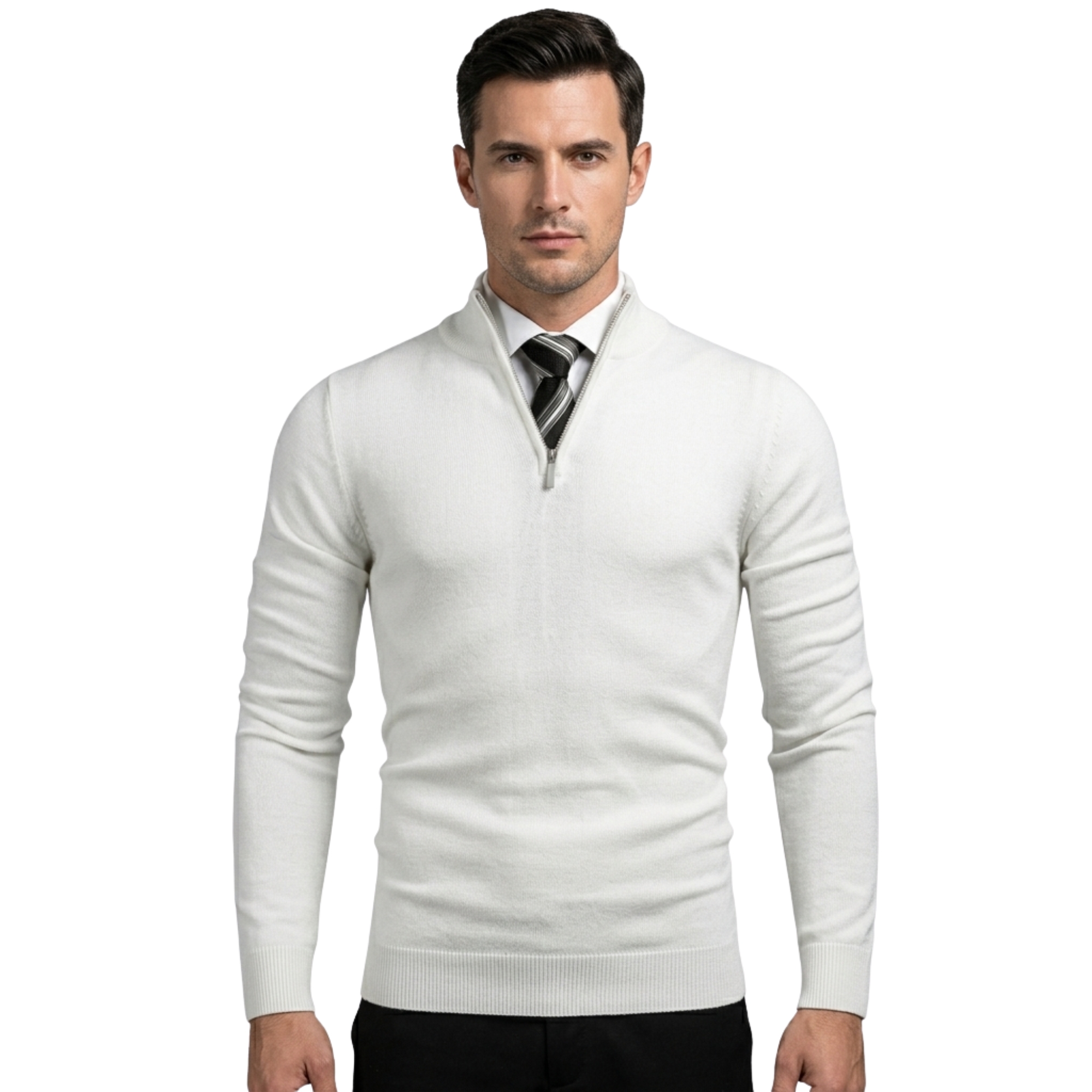 Slim Fit Quarter Zip Knit Pullover