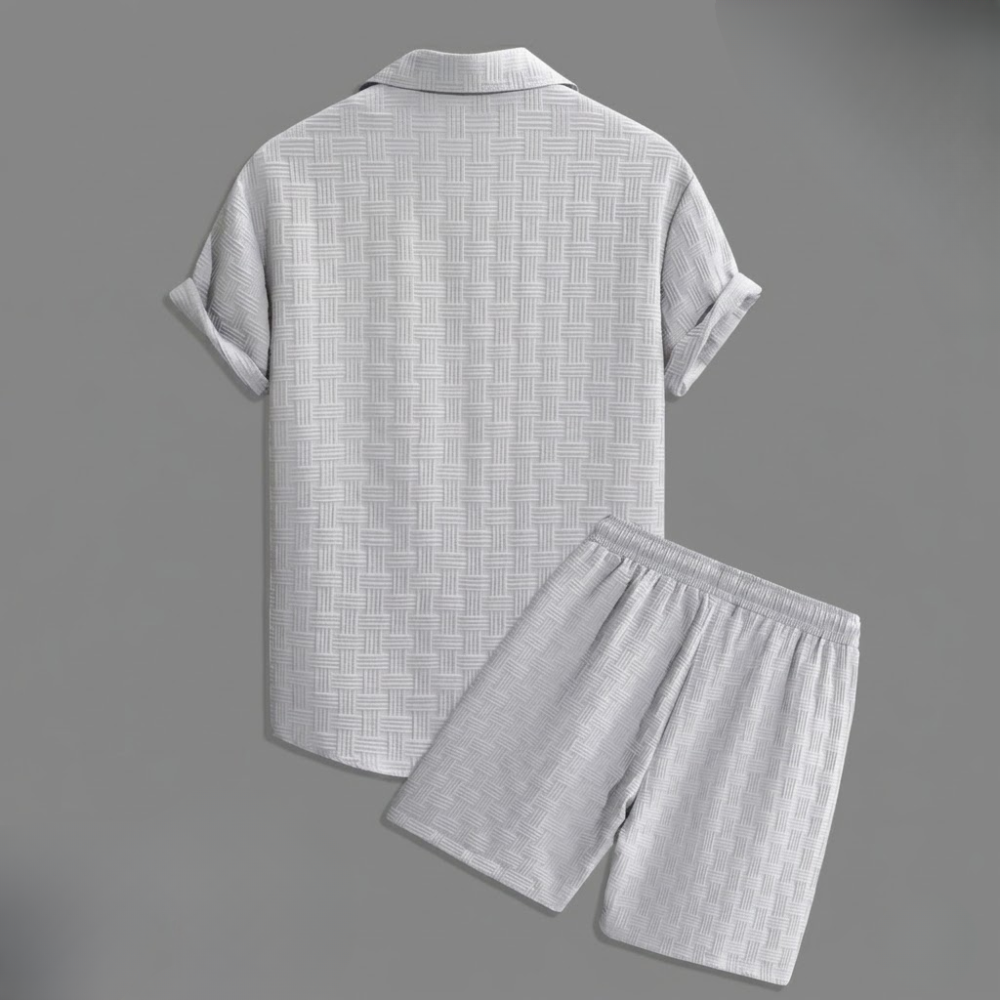 Button Up Shirt And Shorts Set For Men