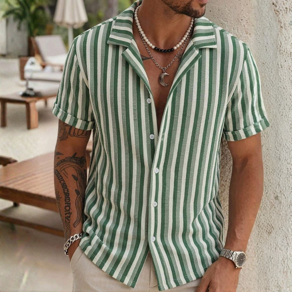 Casual Knit Jacquard Versatile Loose Shirt For Men