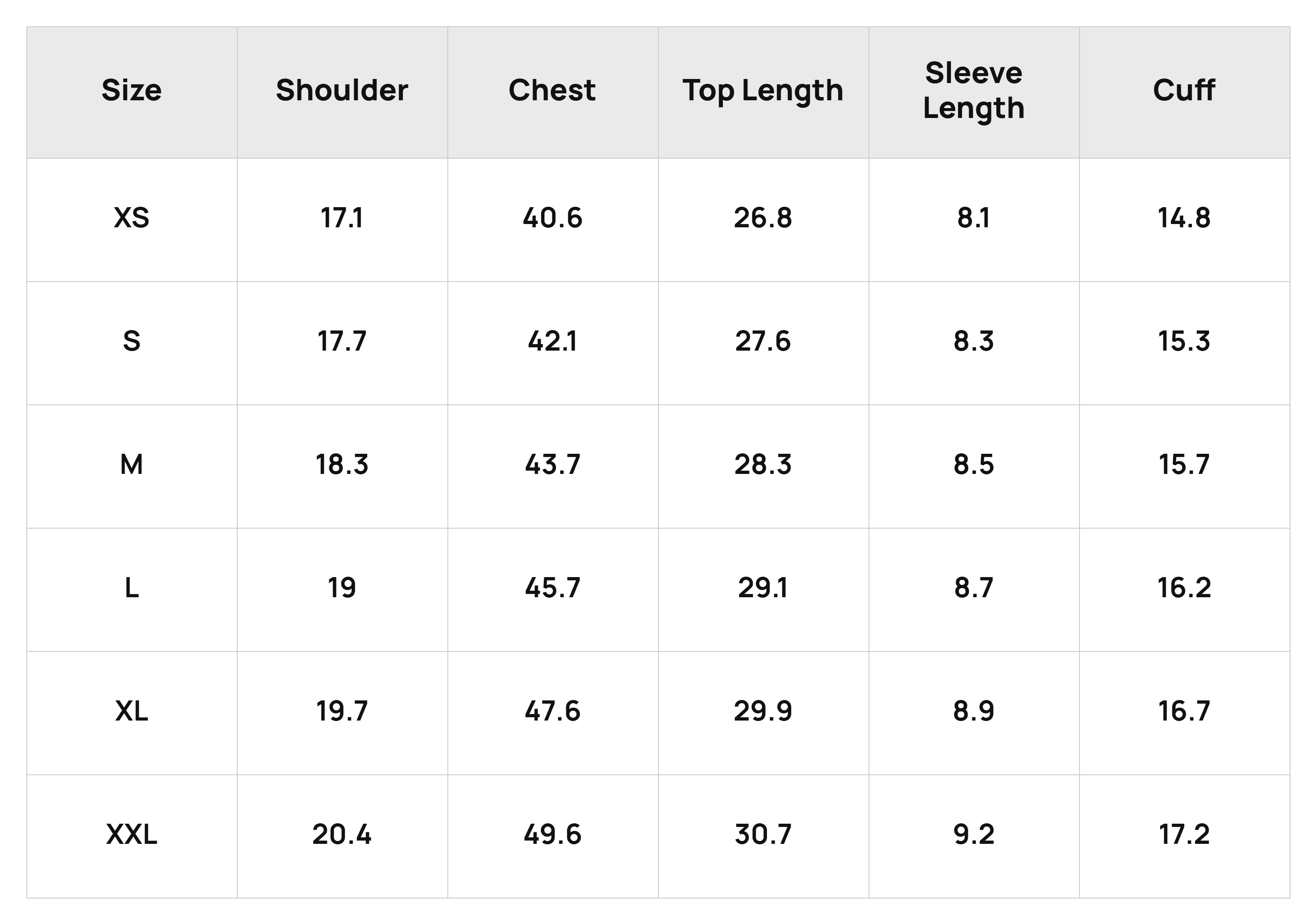 Size Chart