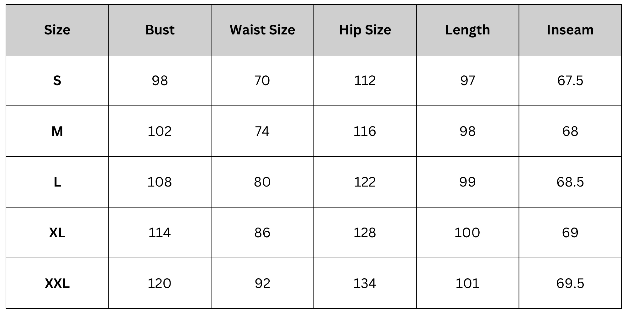 Size Chart