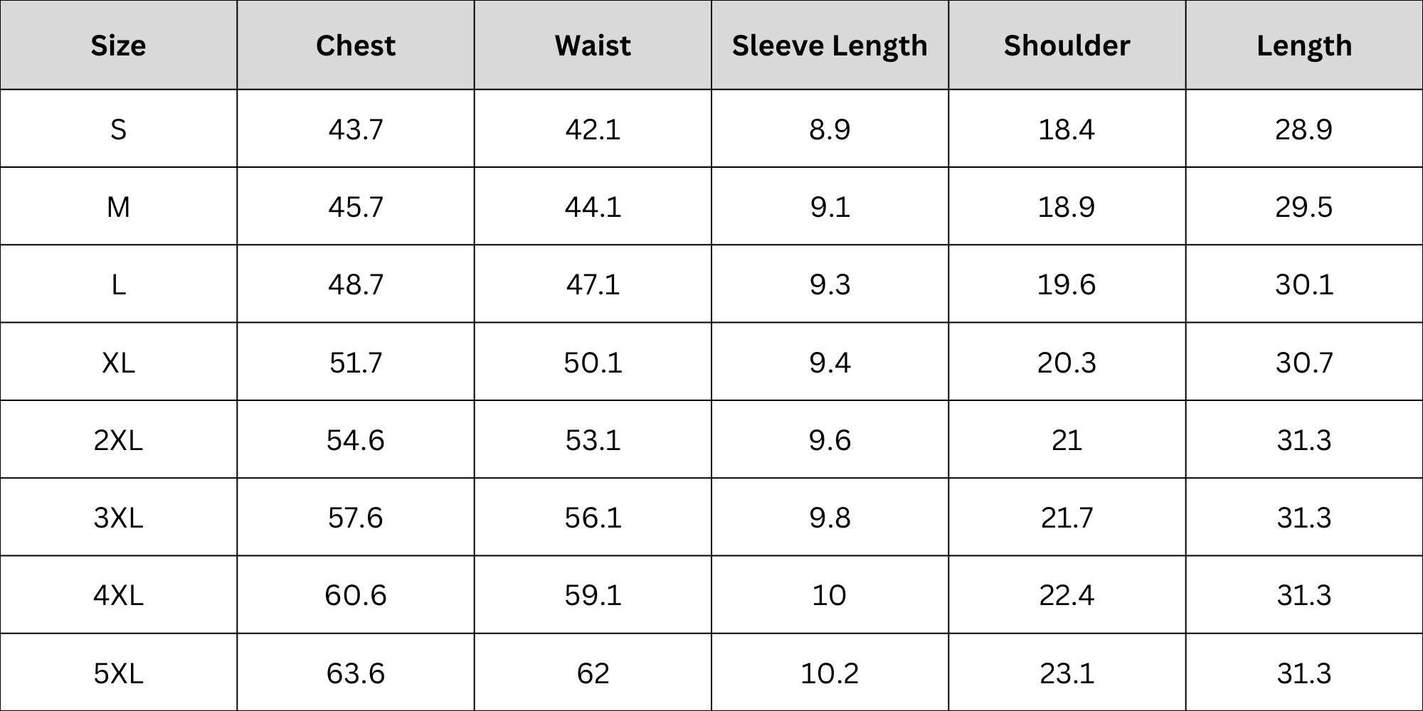 Size Chart